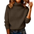 thumbnail image 1 of Comdrip Chandails Confortables pour Femmes Chandails Surdimensionnés Confortables en Tricot Col Rond Automne Chandail Tendance Tenues d'Automne Chandail Col Roulé Femmes, Café TG, 1 of 5
