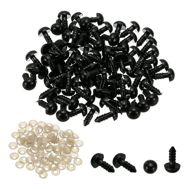 Ojos de seguridad Uxcell de 8 mm, 130 piezas de ojos de plástico con arandelas para manualidades de animales de peluche