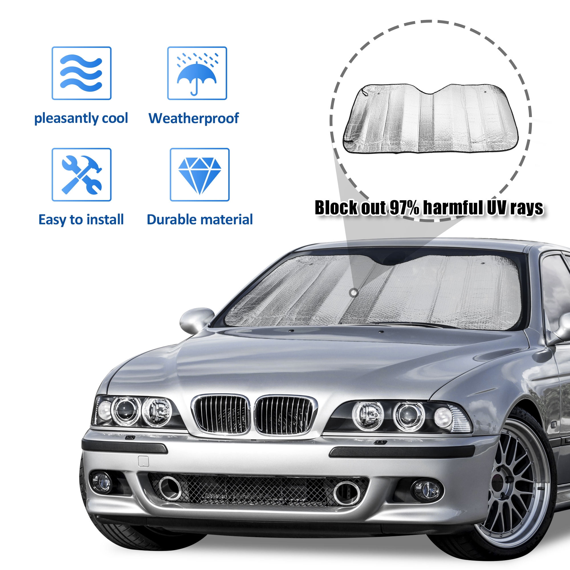 Unique Bargains Brim Aluminium Foil Exterior Universal Car Front Window Sunshade
