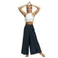 thumbnail image 4 of Pants for Women Fashion Women's Solid Color Loose Comfortable Breathable Casual Wide Leg Pants Slit Pants, 4 of 6