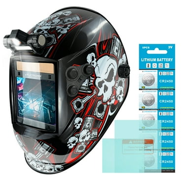Large View 3.94" x 3.15" Welding Helmet Auto Darkening Welding Hood with LED Light Solar Powered True Color 4 Arc Sensor Welding Mask Wide Shade 4/5-9/9-13 Weld Helmet with Grinding