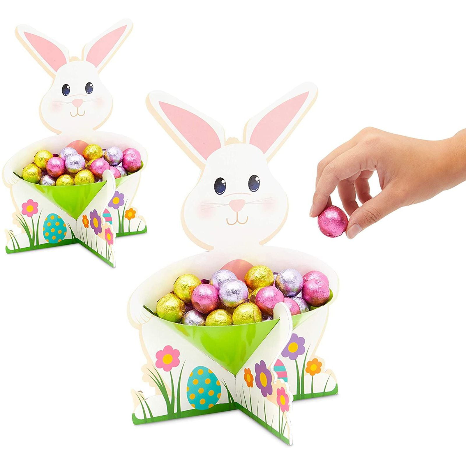 Holds Chocolate Candy Egg & Candy Holder Set 8.7 X 12.7 X 8.7 inches Juvale 2 Pack Easter Party Decorations Eggs Great for Easter Party Favors Table Displays Easter Themed Cups with Stand 