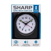 SHARP Quartz Analog Arch Alarm Clock, Black, Battery Operated, Small, Travel Clock