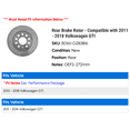 thumbnail image 2 of Rear Brake Rotor - Compatible with 2011 - 2018 Volkswagen GTI 2012 2013 2014 2015 2016 2017, 2 of 2