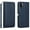 Blue, variant on For Boost Mobile Celero 5G / Samsung Galaxy A22 5G / SM-A226 Triple Card Slot Flap Folio Stand Leather Wallet Pouch Case Cover Black