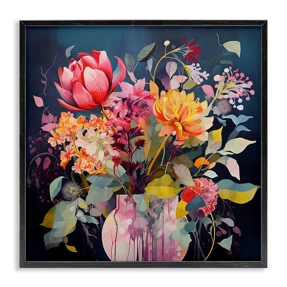 Stupell Industries Eclectic Busy Modern Blooms Black Framed Giclee Art, 17 x 17, by Lazar Studio