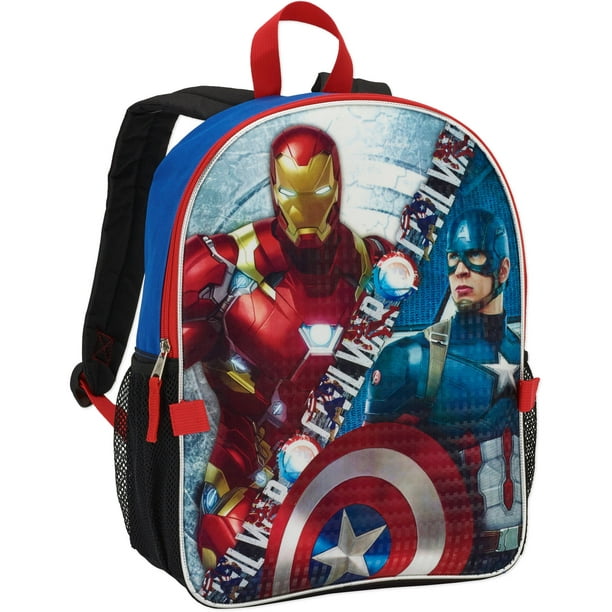 Marvel Captain America: Civil War 16" Blue Black Boys' Backpack with Lunch Set -