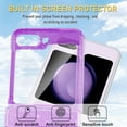 thumbnail image 3 of CASEFIV for Samsung Galaxy Z Flip 5 Case,Built in Front Screen Protector,Gold Glitter Marble Pattern Hard PC Slim Shockproof Full Body Drop Protective Case,Purple, 3 of 8