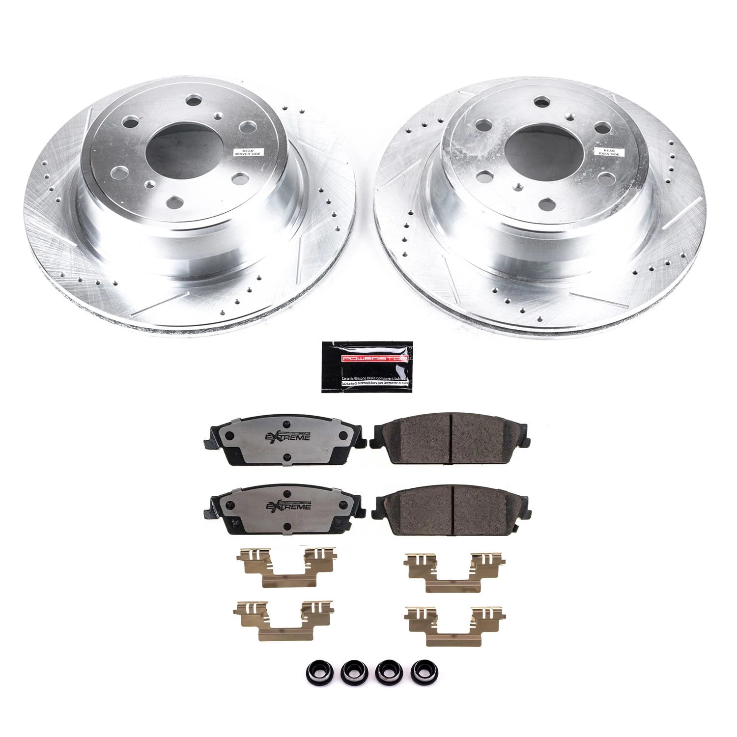 PowerStop Rear Z36 Truck & Tow Carbon-Fiber Ceramic Brake Pad and Drilled and Slotted Rotor Kit Fits: CADILLAC CHEVROLET GMC Select Models K2083-36