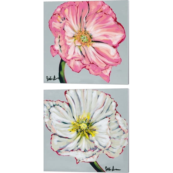 Great Art Now Fresh Poppy by Jodi Augustine 2 Piece Canvas Art Set Each 14"W x 14H