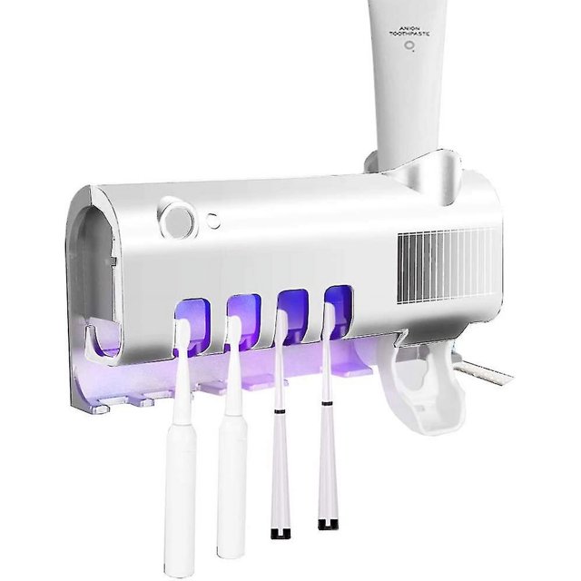 Cam2 Soporte para cepillo de dientes y dispensador de pasta de dientes, soporte para cepillo de dientes eléctrico recargable 3 en 1 y exprimidor de pasta de dientes para baño con