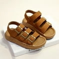 thumbnail image 6 of Boys Tan/Brown Adjustable Sandals for Kids Kids, Buckle Strap Sport Sandals, Lightweight Easy-Clean Comfortable Walking & Play Shoes,Size 34, 6 of 9