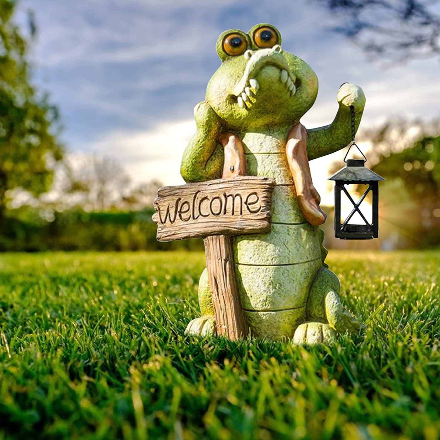 11" L FROG WELCOME SIGN HOME GARDEN POOL YARD PATIO DECOR BRAND NEW 