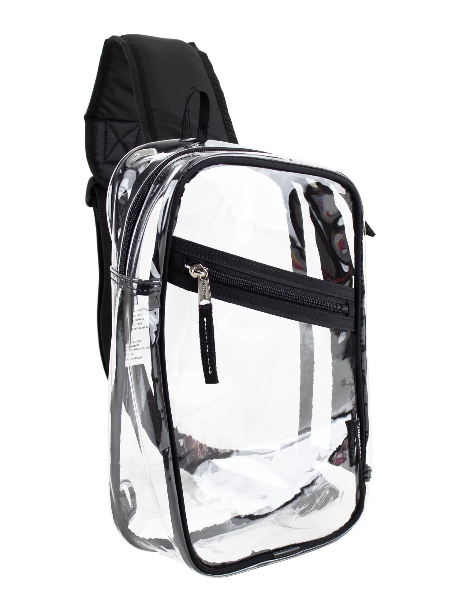 Eastsport Unisex Clear Stadium Approved Sling Gear Bag, Black Trim