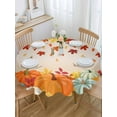 thumbnail image 2 of Round Tablecloth Orange Fall Thanksgiving Pumpkins Waterproof Oil Proof Polyester Table Cloth Cover Decor for Home Dining Outdoor,Patio,Parties, 54" Dia. Maple Leaves Farmhouse, 2 of 9