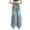 Blue, variant on QHFBli Girls Baggy Jeans Casual Wide Leg Straight Long Trousers With Back Bow Detail Elastic Waist Comfortable Daily Wear For Spring And Summer Blue 9-10 Years