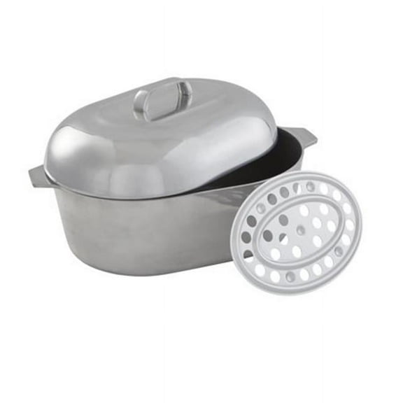 FinalCut IMU-89303 18 in. Cajun Classic Oval Covered Roaster Aluminum