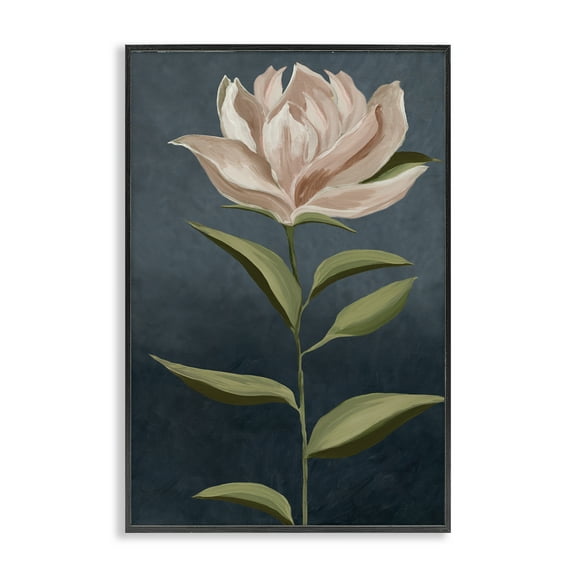 Stupell Industries Traditional Pink Bloom Plants & Flowers Painting Black Framed Art Print Wall Art, 12 x 18