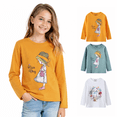 thumbnail image 2 of HILEELANG Little Girls Long Sleeve Graphic T-Shirts, 3-Pack Soft Cotton Crewneck Tees with Floral and Girl Prints, White Yellow Sizes 2T-7T, 2 of 7