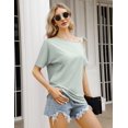 thumbnail image 4 of MURMUREY Women's One Off Shoulder Tops Short Sleeve Casual Blouses Summer Solid Color Tie Knot Shirt Top, 4 of 6