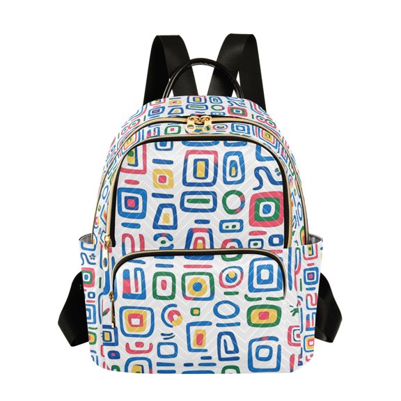 FORMRS Mini Backpack Purse for Women Travel Daypack Casual Shoulder Bag, Blue Retro Pattern