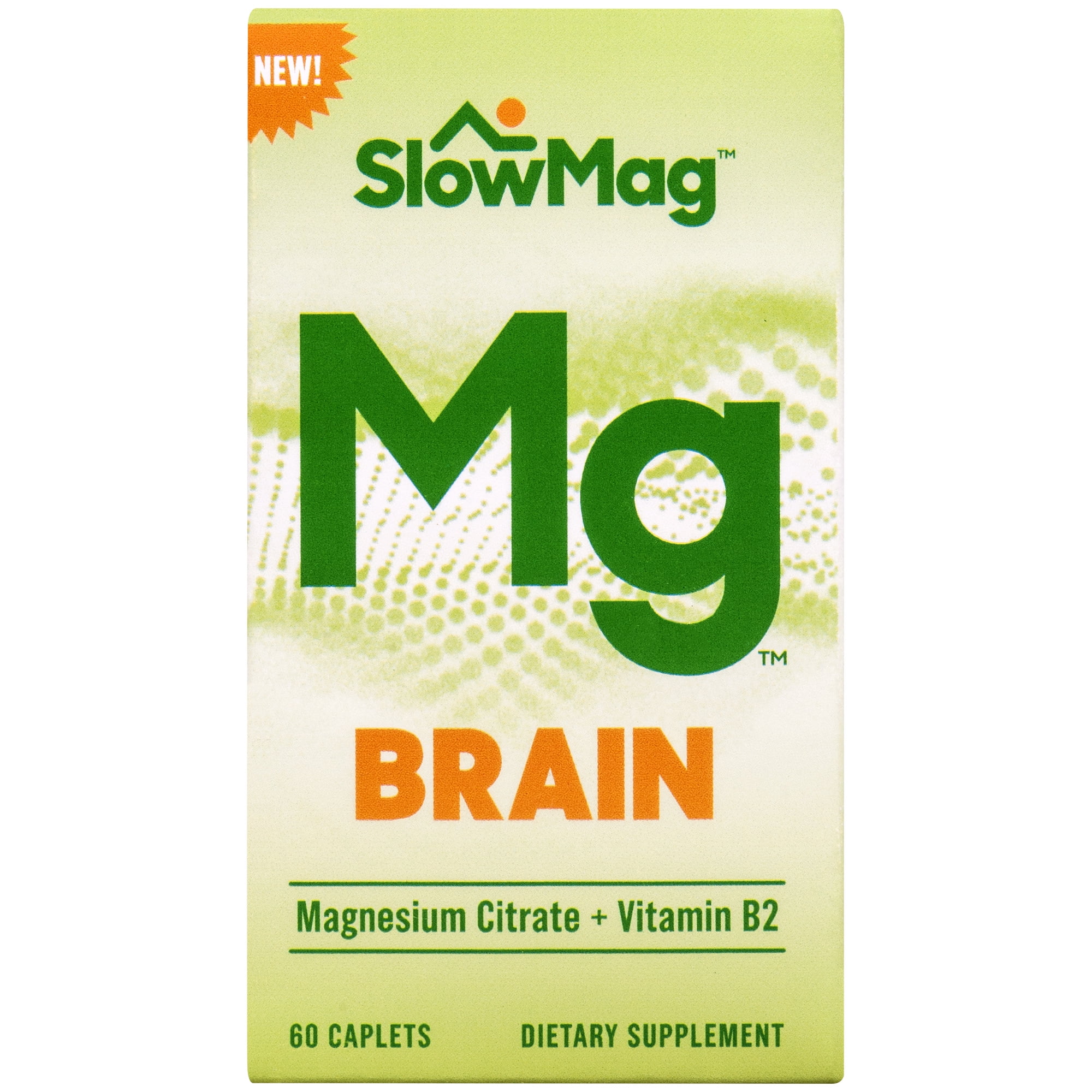 SlowMag Mg Brain, Magnesium Citrate & Vitamin B2 Supplement, 60 caplets