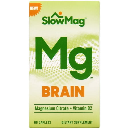 SlowMag Mg Brain, Magnesium Citrate & Vitamin B2 Supplement, 60