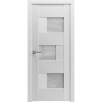 Solid French Pre-Hung Door Opaque Glass / Sete 6933 White Silk / Single Regular Panel Frame Handle / Bathroom Bedroom Modern Doors -28" x 84"
