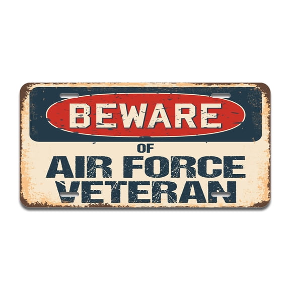 Beware of Air Force Veteran Aluminum License Plate| License Plate 12" X 6" Fits Any Car, Truck, SUV, RV, or Trailer | Made in The USA