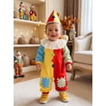 thumbnail image 4 of Cjfdfy Toddler Baby Boy Girl Halloween Clown Costume Outfit Contrast Color Long Sleeve Ruffle Collar Jumpsuit And Hat Cute My First Halloween Party Clothes 6M-5Y, 4 of 9