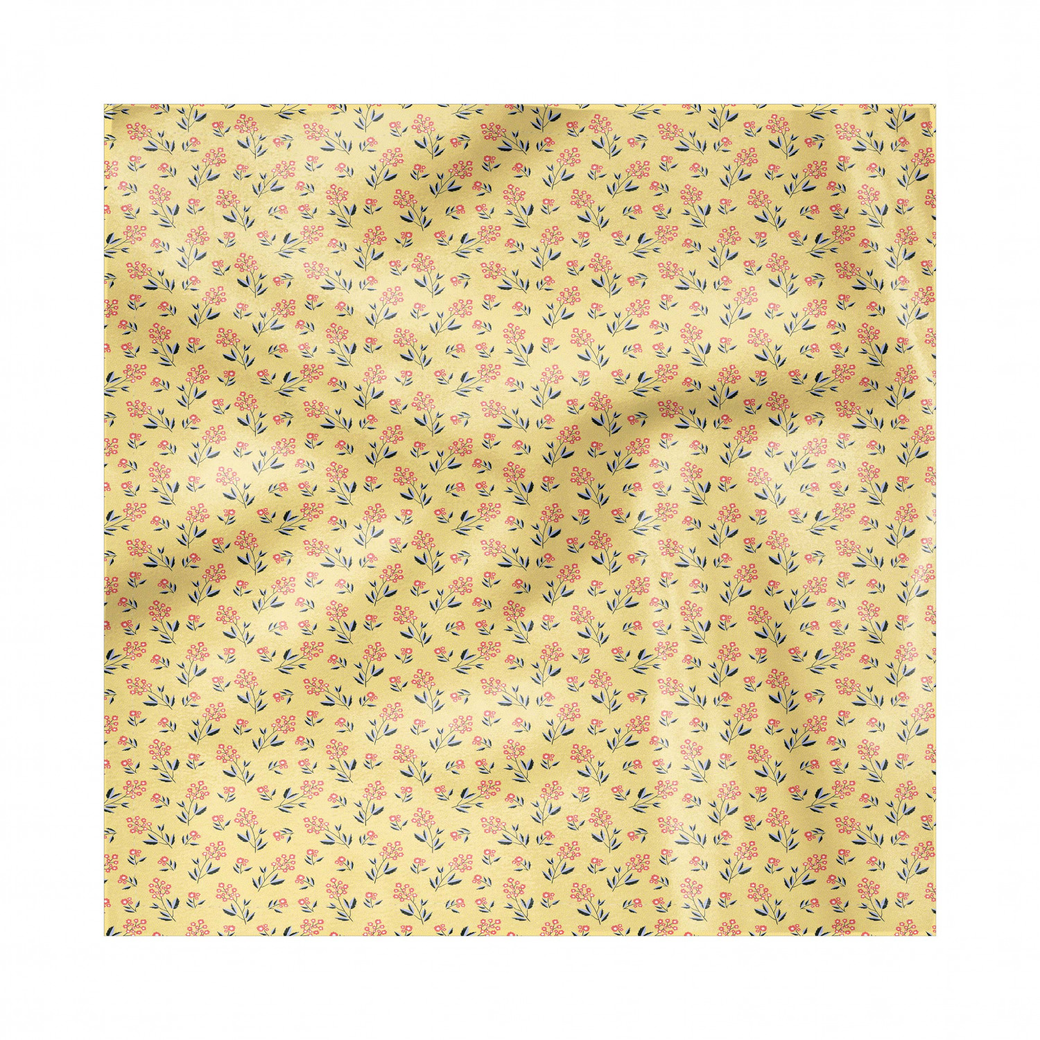 Floral Yellow Decorative Napkins Set of 4, Vintage Style Simple Flowers
