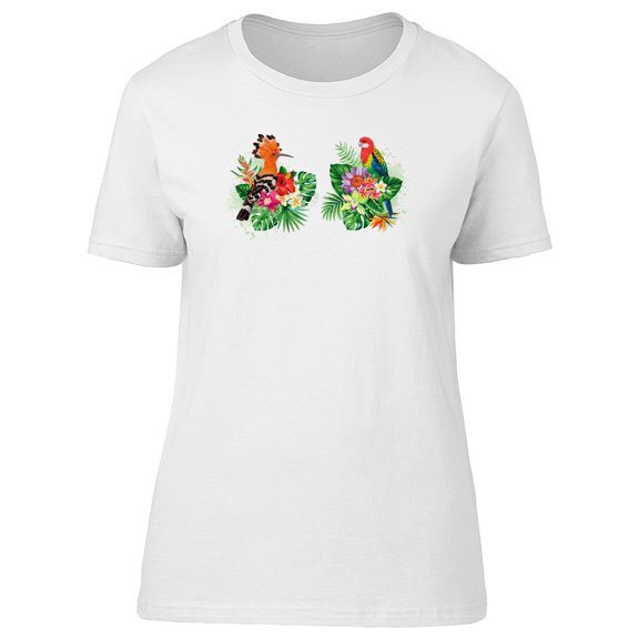 Tropical Birds Leaves Tee Women's -Image by Shutterstock