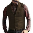 thumbnail image 2 of Timoontee Men's Vintage Suit Vest Casual Comfy Waistcoat Sleeveless V-Neck Jacket Vest Solid Button Down Vest Fall Fashion Vest Coffee S, 2 of 6