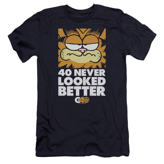 Garfield 40 Looks HBO S/S Adult 30/1 T-Shirt Navy