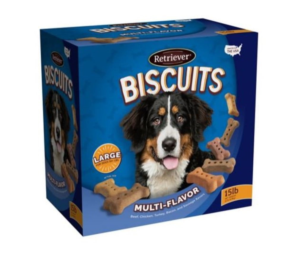 Retriever Biscuits 15lb Beef, Chicken Turkey and Bacon Flavor Large Dog