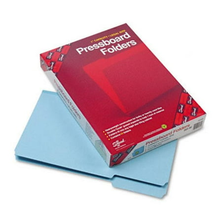 Smead 22530 Recycled Pressboard Folders 1 inchExpansion 1/3 Cut Top Tab Legal Blue 25/Box