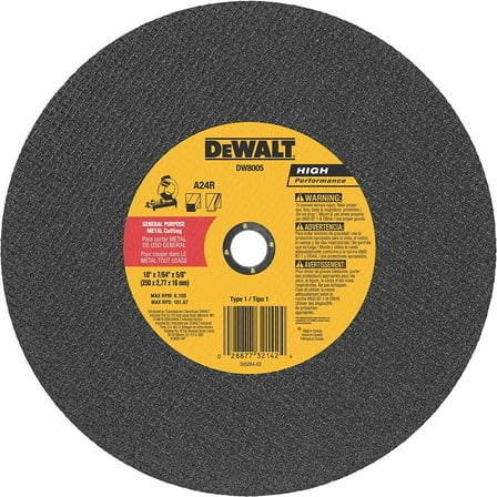 DeWalt Chop Saw Wheel DW8005 - Heavy-Duty, General Purpose Metal - 10 x 7/64 x 5/8