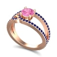 thumbnail image 2 of 2.50 Carat Round Cut Pink Sapphire & Blue Sapphire Gemstone Luxurious Bridal Ring for Ladies Solid 14K Rose Gold Size 4.5 by Diamond-Capitals, 2 of 8