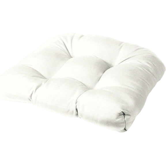 Neatifyes21" x 21" x 4" Sunbrella Tufted Rounded Back Chair Cushion, Indoor/Outdoor Seat Pad, Sunbrella Canvas White
