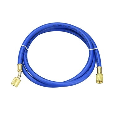 Uxcell 1.5m 1/4 SAE Thread Connector 800PSI Refrigeration Charging Hose Tube Blue