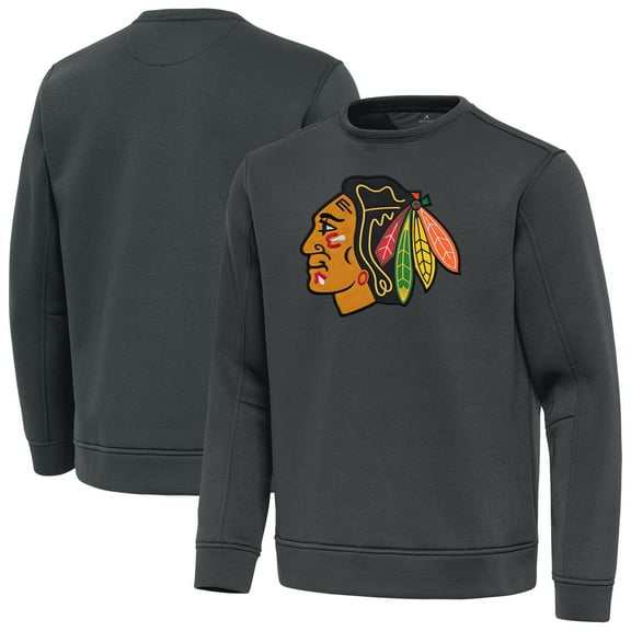 Men's Antigua Pewter Chicago Blackhawks Relevant Lightweight Pullover Sweatshirt