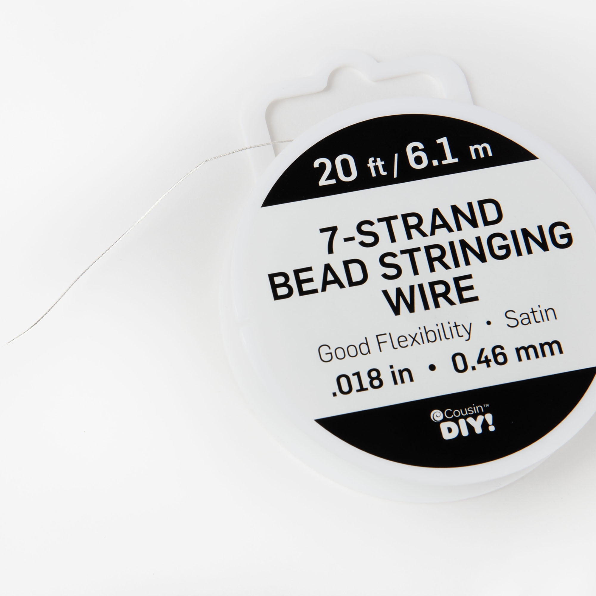 Cousin DIY 7-Strand Stainless Steel Flexible Beading Wire, Satin Silver, 0.018 in x 20 ft Roll