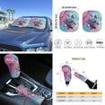 thumbnail image 5 of Yuyamidu Colorful Sea Turtle Car Seat Covers Set Butterfly Auto Steering Wheel Cover Handbrake Cover Gear Shift Knob Cover Seat Belt Pads Car Shade Cup Holders Rearview Mirror Cover Key Ring 16 PCS, 5 of 7