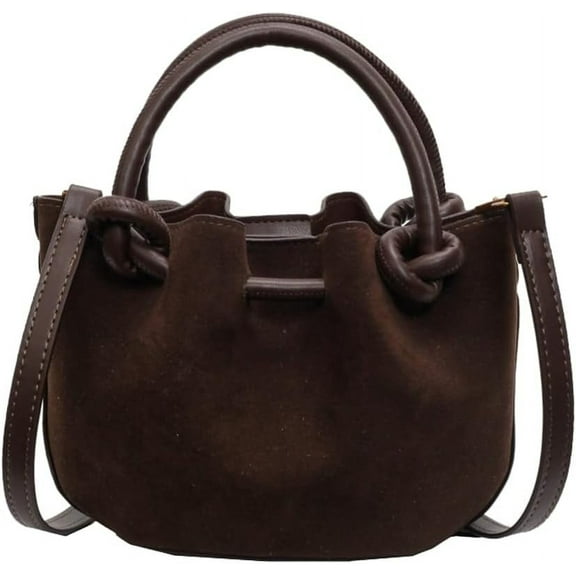 JUYGO Suede Bucket Bag Women Crossbody Bags Shoulder Purse Satchels Ruched Handbag Suede Bucket Purses Work Travel Fall