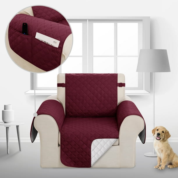 Deconovo Funda de sofá resistente al agua, 1 unidad, burdeos, 53 cm de ancho x 190 cm de largo, funda protectora para muebles, ideal para mascotas y niños.