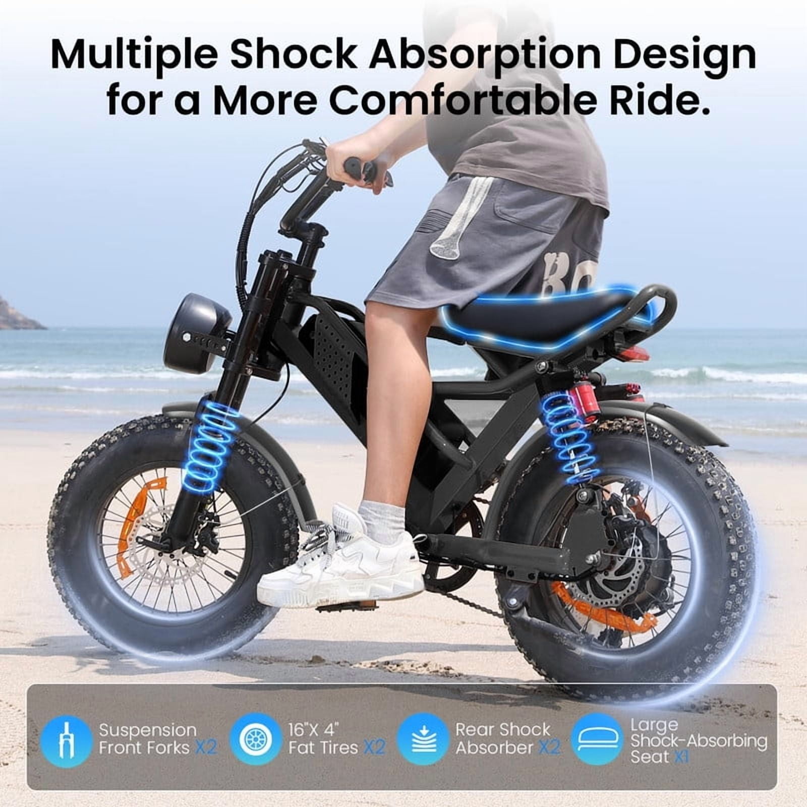 21.7MPH Spacewalk 16" Fat Tire Electric Bike,750W Motor,48V 15Ah Removable Battery,Compact Ebike for Adult and Teens