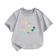 thumbnail image 3 of Big Girls Tshirts Casual Short Sleeved Alphabet Printed Crewneck Girls' Tops, Tees & Blouses Size 8-9T,Grey, 3 of 3