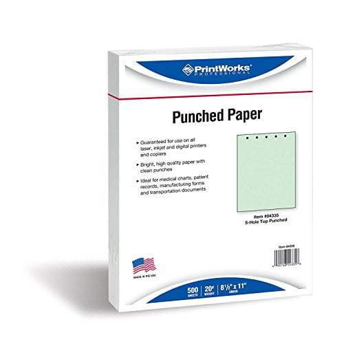 PrintWorks Professional Pre Punched Paper, 5 Hole Punch Top For Top