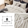 thumbnail image 4 of Fluffy Duvet Cover Set - Ultra Soft Plush Shaggy Comforter Cover Queen Size, Warm Flannel Fleece Bed Sets for Winter, 3 Pieces (Striped Pattern, Linen), 4 of 17