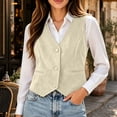 thumbnail image 4 of QIYAGBSA V Neck Button Up Vests for Women Sleeveless Fitted Waistcoat Layering Tops with Welt Pockets for Office Work Dressy Casual Fall, 4 of 9